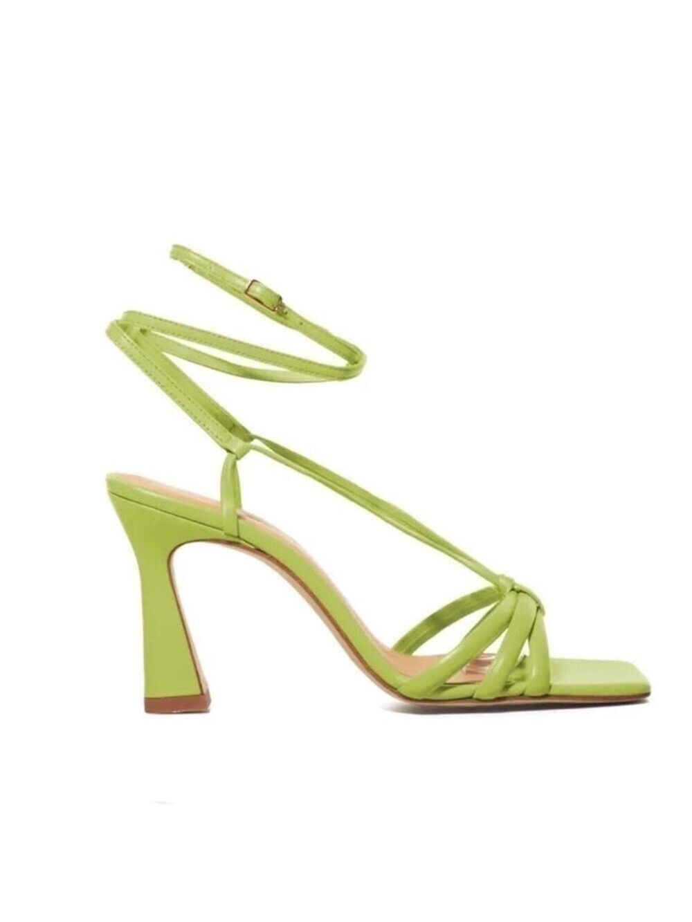 NIB Chelsea Paris Remy Square Toe High Heel Sandals in Lime